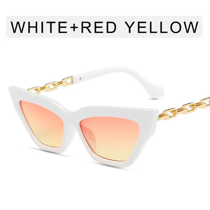Lunettes de Soleil Cat-Eye avec Chaîne Élégante