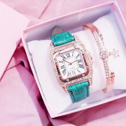 Montre élégante à cadran carré avec bracelet – Quartz