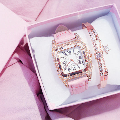 Montre élégante à cadran carré avec bracelet – Quartz