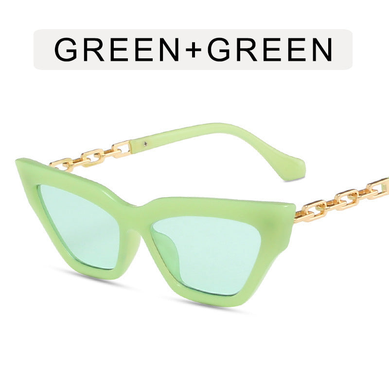 Lunettes de Soleil Cat-Eye avec Chaîne Élégante