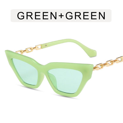 Lunettes de Soleil Cat-Eye avec Chaîne Élégante