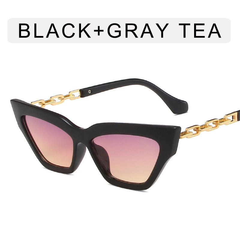 Lunettes de Soleil Cat-Eye avec Chaîne Élégante