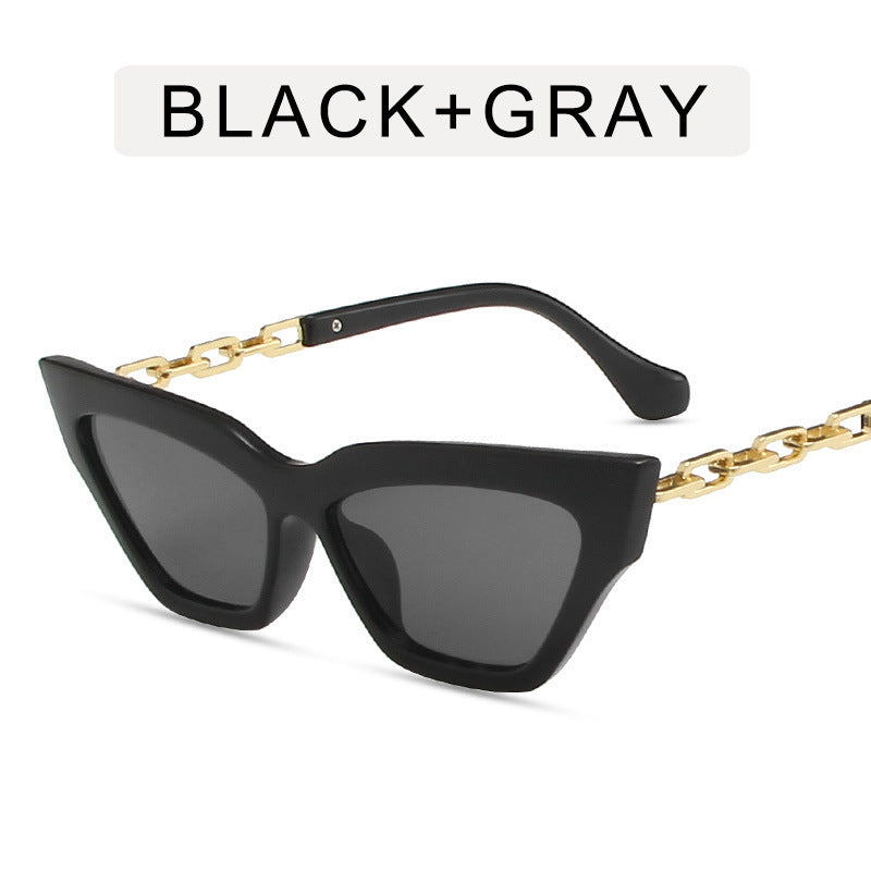 Lunettes de Soleil Cat-Eye avec Chaîne Élégante