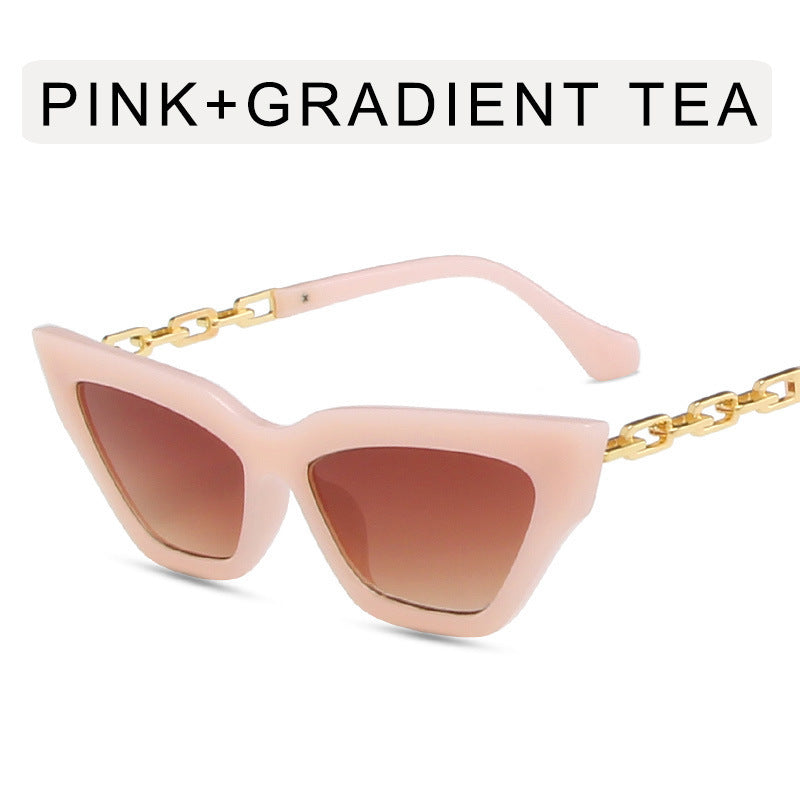 Lunettes de Soleil Cat-Eye avec Chaîne Élégante