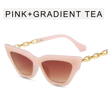 Lunettes de Soleil Cat-Eye avec Chaîne Élégante