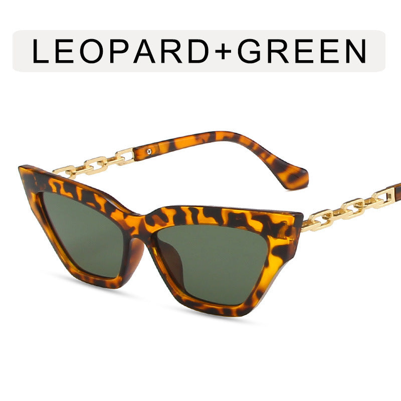 Lunettes de Soleil Cat-Eye avec Chaîne Élégante
